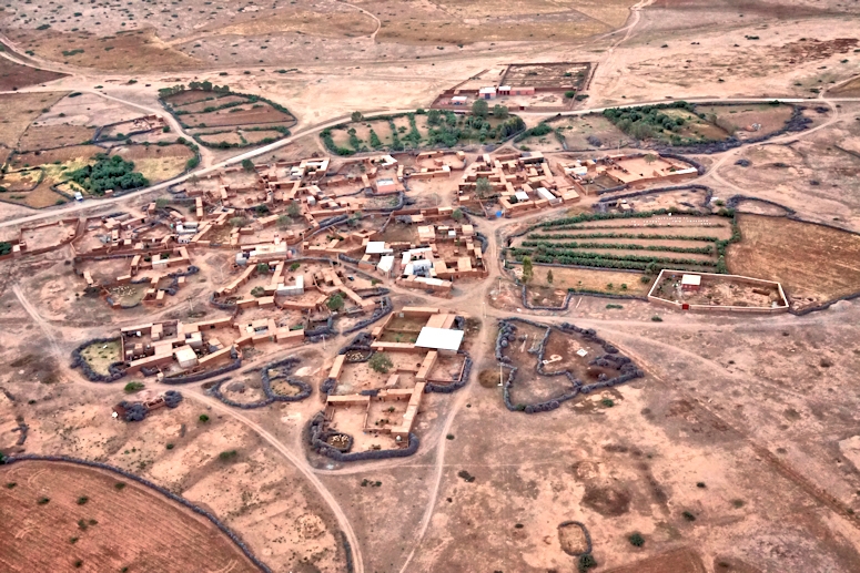 One of several villages seen from a Hot Air Balloon ride outside Marrakesh