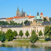 Czech Republic - Prague - Vltava River, Prague Castle in the background