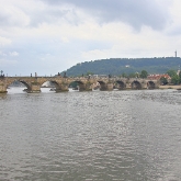 Czech Republic - Prague - Vltava River with 14th century Charles Bridge in the background