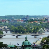Czech Republic - View of Prague from the Castle, with bridges over the River Vltava