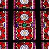 Detail of stained glass window, St Vitus Cathedral, Czech Republic