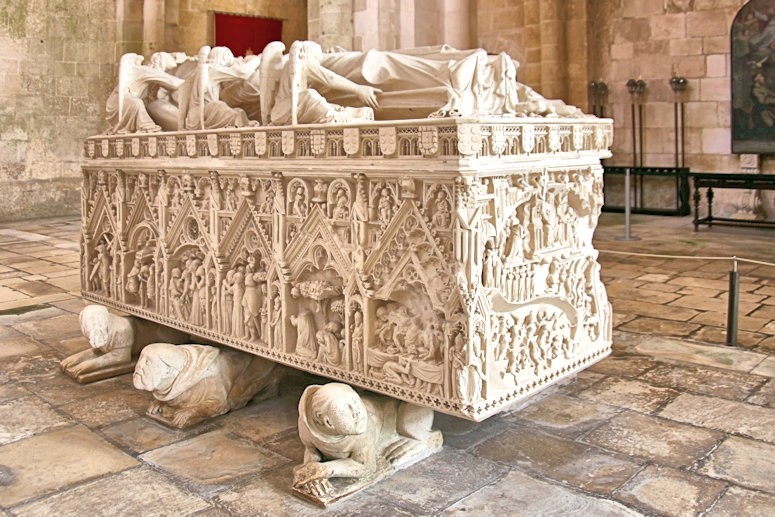 Inside the Alcobaça Monastery - the tomb of  Inês de Castro, mistress of King Pedro I