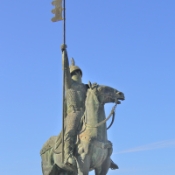 1963 statue of Vimara Peres in front of the cathedral. He was the first ruler of the County of Portugal in the 9th century.