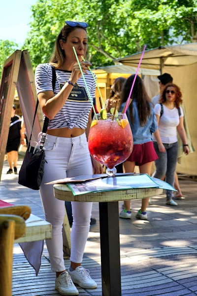 A large drink at a cafe in La Rambla, Barcelona, Spain